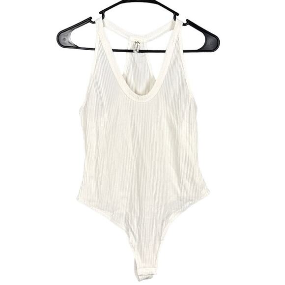 Intimately Free People Ribbed Stretch Bodysuit Off White Size L  NWOT - Picture 1 of 8